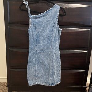 Denim One-Shoulder Dress